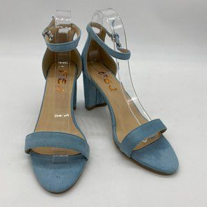 FSJ Classic Chunky High Heel Sandal Open Toe Ankle